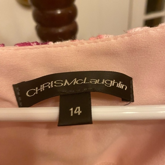 Christian MCLAUGHLIN PINK FLORAL LACE DRESS SIZE 14 - Picture 3 of 7